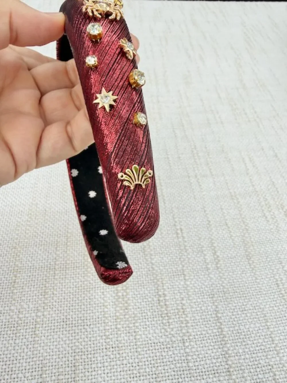 Lele Sadoughi Cancer Zodiac Alice Headband Crab Star Crystal Burgundy EUC